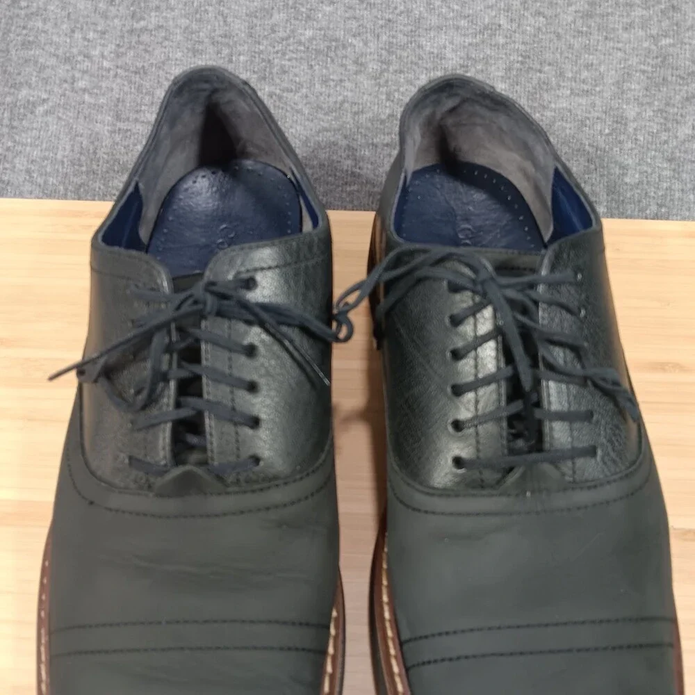 Cole Haan Mens 11.5M Black Leather Cap Toe Dress Shoes Derby C10776